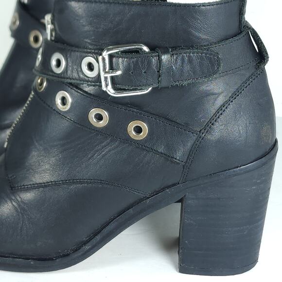 Office London Women’s US7,5 EU38 Black Leather Front Zip Studded Ankle Booties - Picture 13 of 16